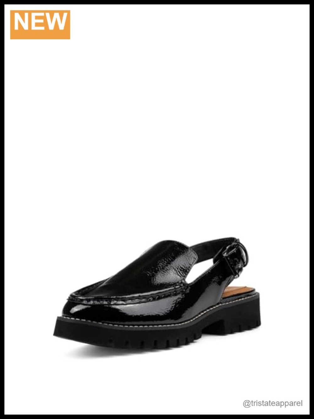 Women's Slingback Loafers with EVA Lug Sole, Crinkle Patent